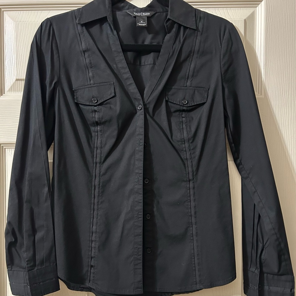 White House Black Market Black Button Down Shirt